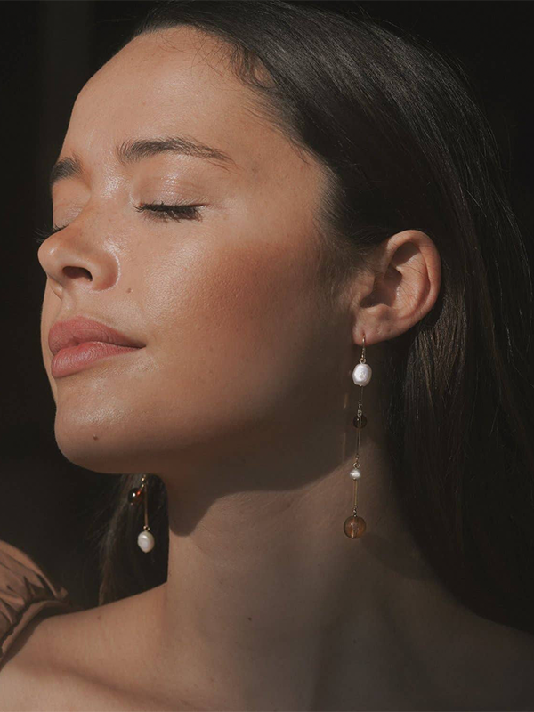 Fête Earrings: Gold Plated (Tan)