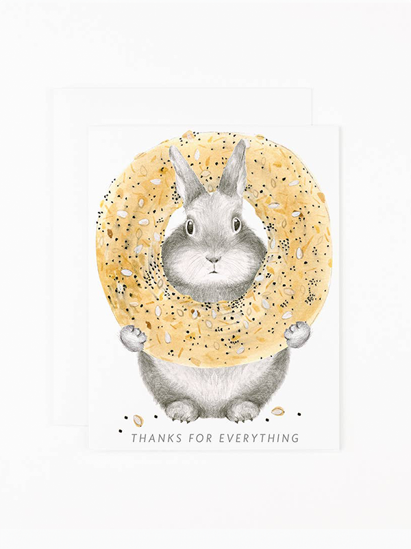 Everything Bagel Bunny Thank You Card
