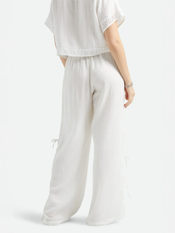 Seaside Eyelet Wide Leg Pant: Off White