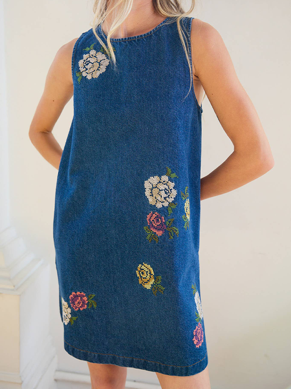 dress embroidery denim Floral Embroidered – Edge of Urge creating a captivating focal 2018AW COLOR:LAKE BLUE Reem Acra Adore l