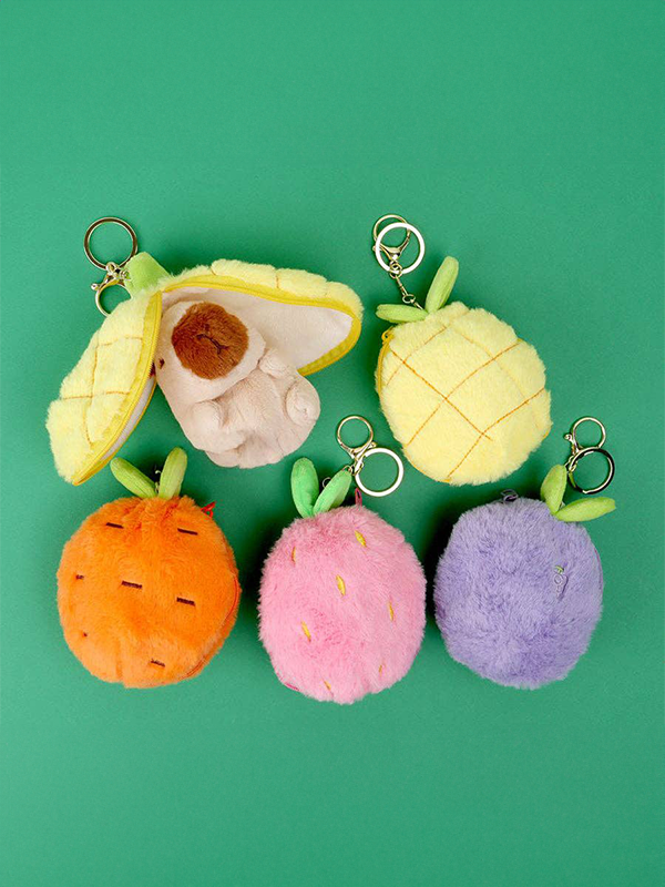 Fruit Capybara Plush Keychain: Assorted