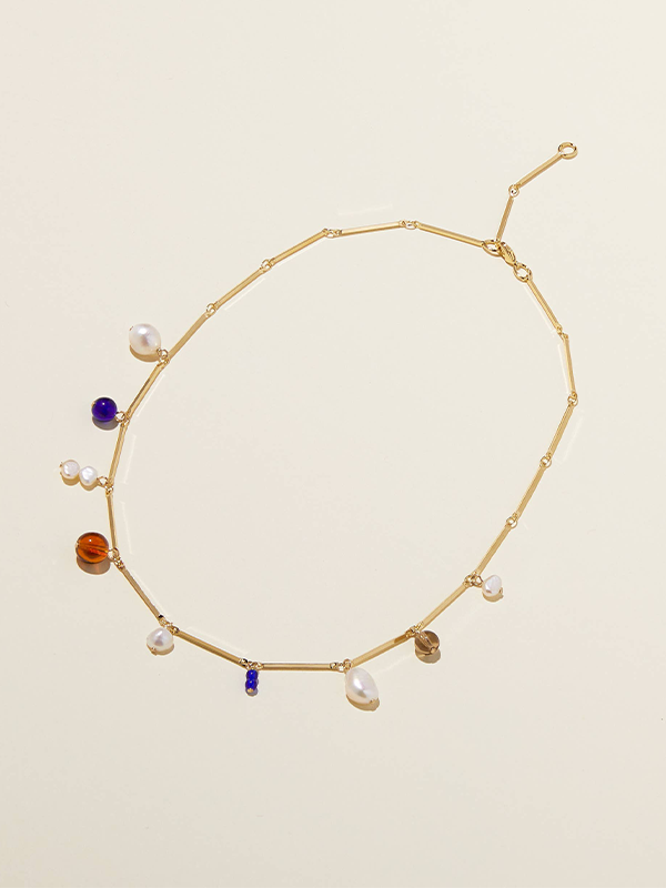 Fête Necklace: Gold Plated (Blue)