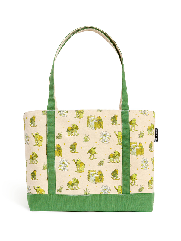Frog and Toad Large Zippered Market Tote Bag