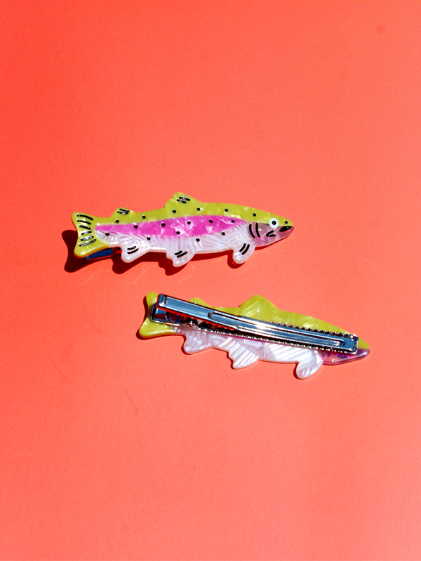 Rainbow Trout Hair Clips: Set of 2