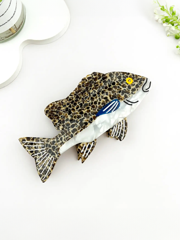Grouper Fish Hair Claw: Brown