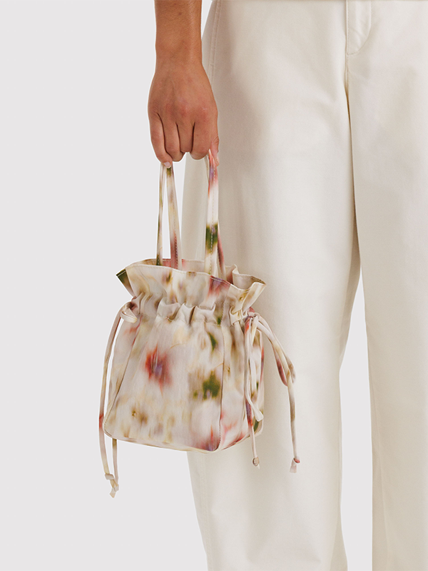 Nylon Drawstring Bag: Abstract Floral