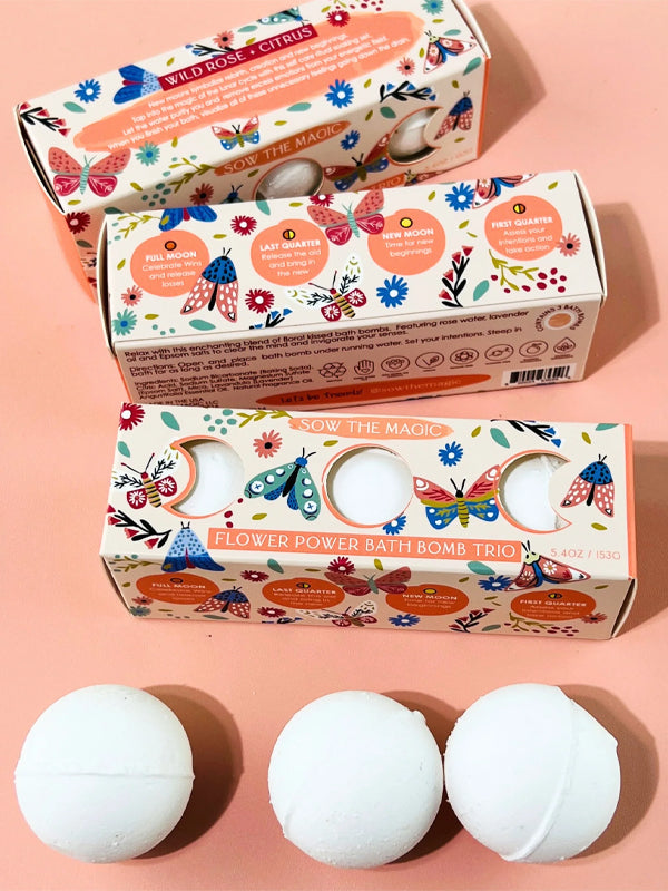 Moon Phase Flower Power Bath Bomb Trio (Set of 3)