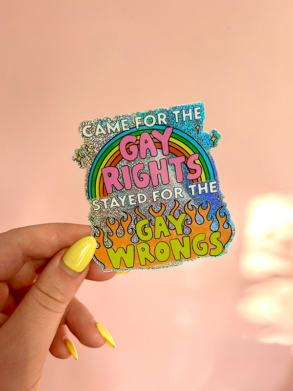 Gay Wrongs Glitter Sticker