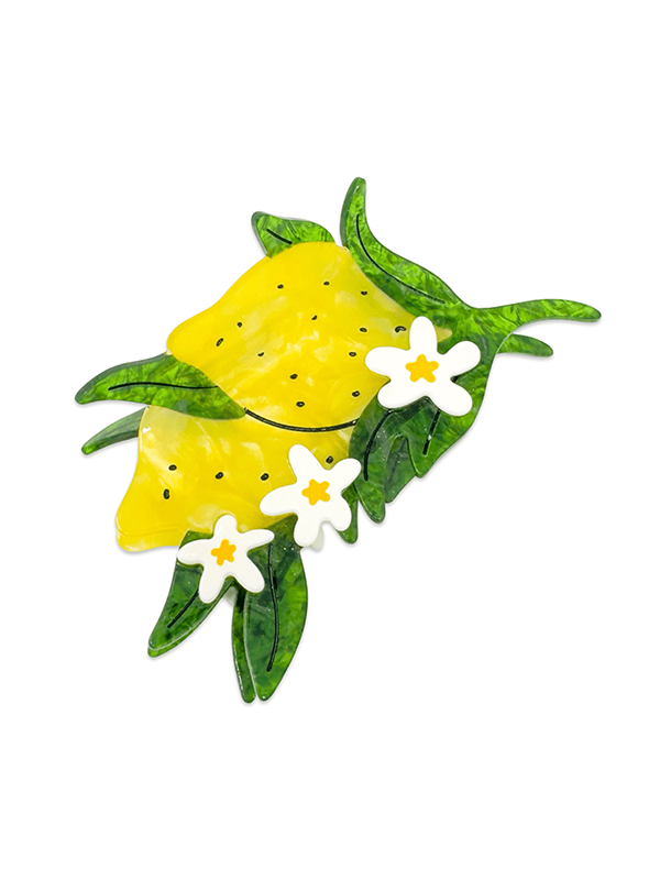 XL Lemon and Flowers Hair Claw