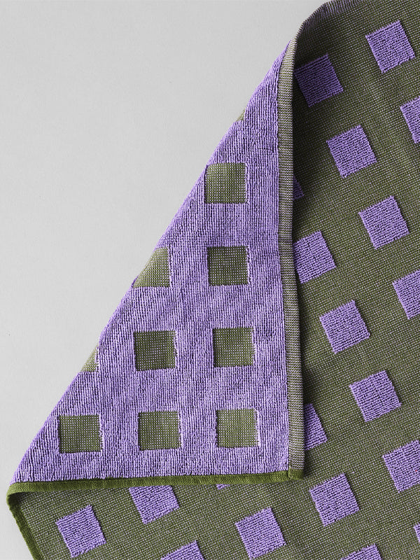 Squares Tea Towel: Olive/Lilac