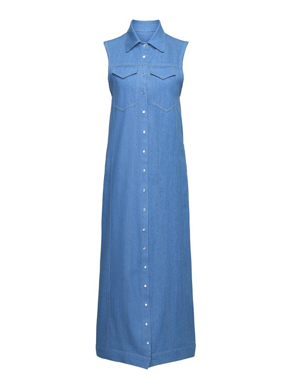 denim vest maxi dress black maxi dress + denim vest