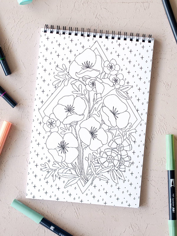 Wildflowers Coloring Book