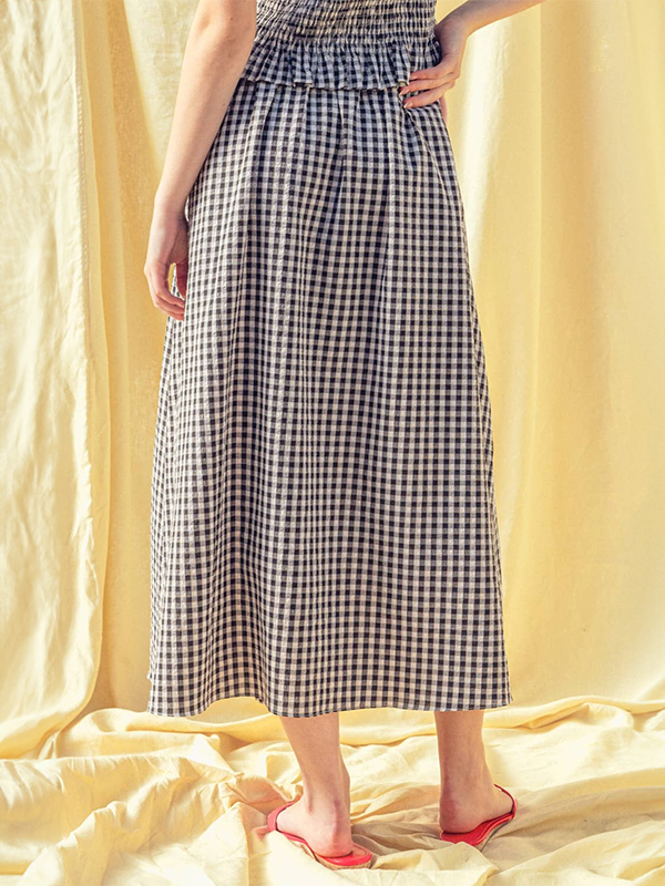 Gingham Maxi Skirt: Black