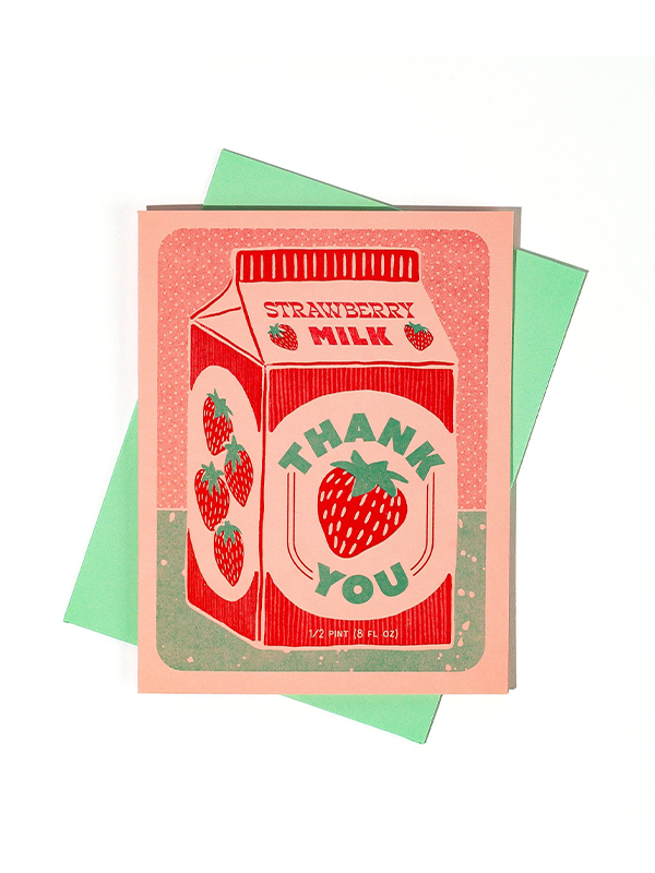 Strawberry Milk Thank You Card