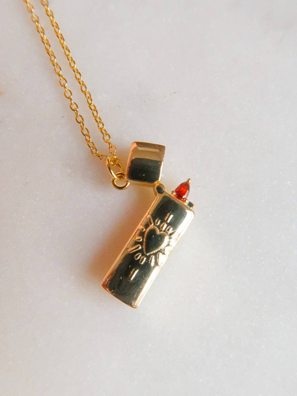 Fireheart Lighter Necklace: Gold