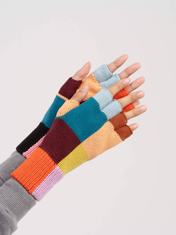 Color Patch Fingerless Gloves: Sport