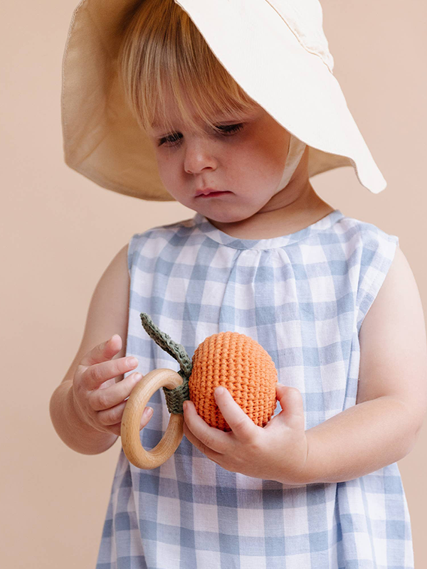 Crochet Teether Rattle: Orange