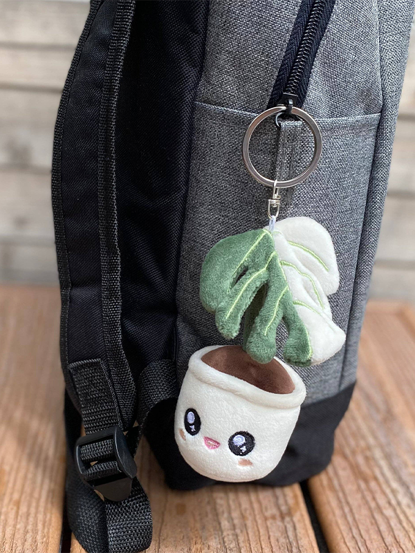 Monstera Deliciosa Albo Variegata Plush Keychain