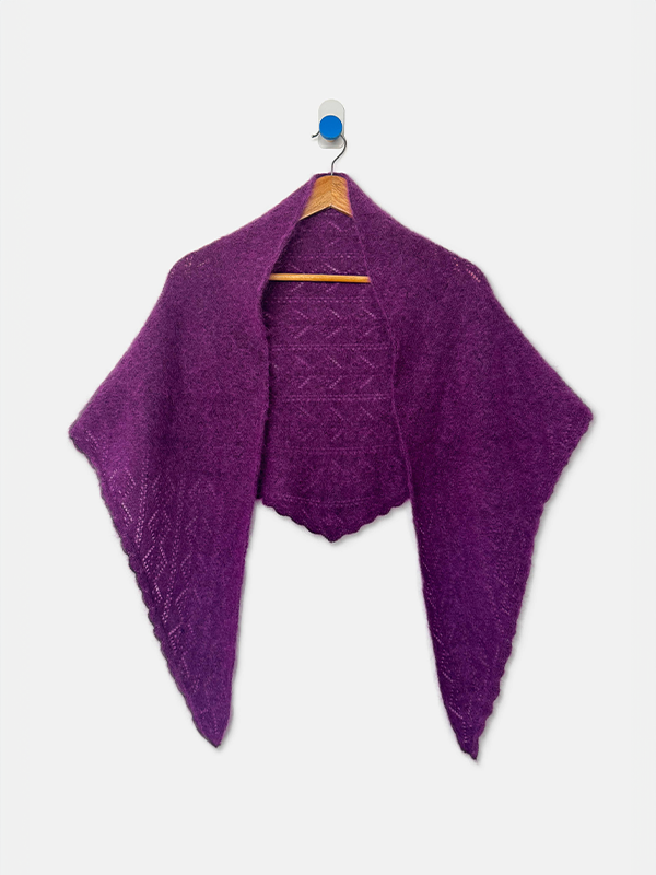 Mohair Pointelle Shawl: Purple