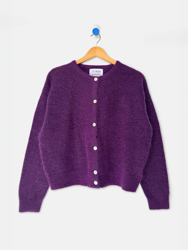 Ayla Mohair Cardigan: Purple