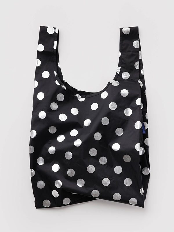 Standard Baggu: Silver Metallic Polka Dot