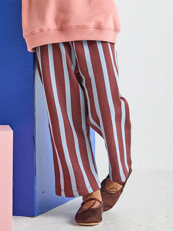 Striped French Terry Pant: Burgundy & Blue