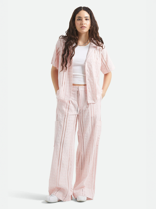 The Mercer Wide Leg Trouser Pant: Chalk Pink