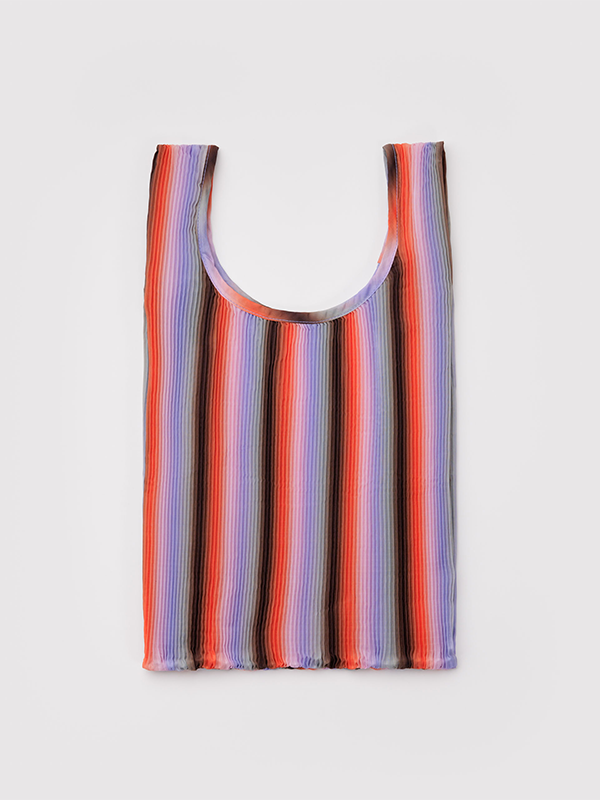 Pleated Baggu: Gradient Stripe Poppy & Lilac
