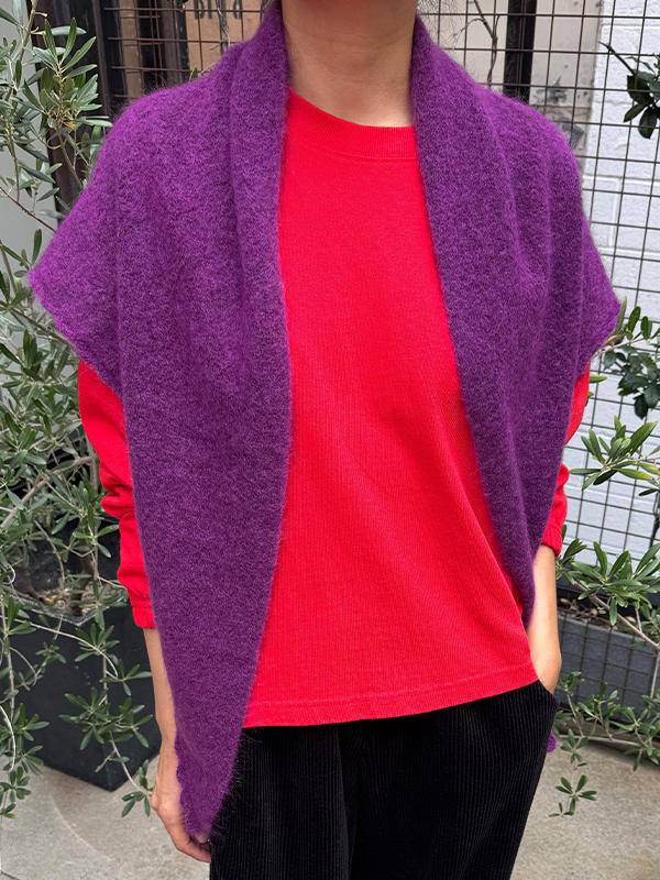 Mohair Pointelle Shawl: Purple