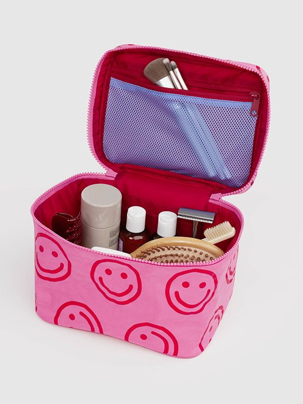 Large Cosmetic Case: Azalea Pink Happy