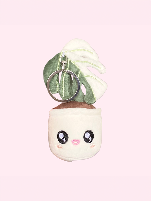 Monstera Deliciosa Albo Variegata Plush Keychain