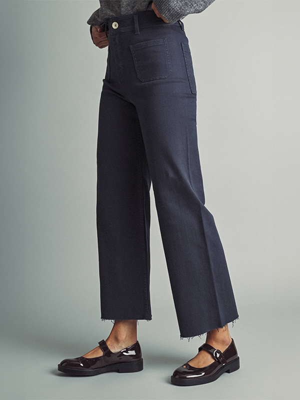 Straight Wide Leg Pants: Faded Navy