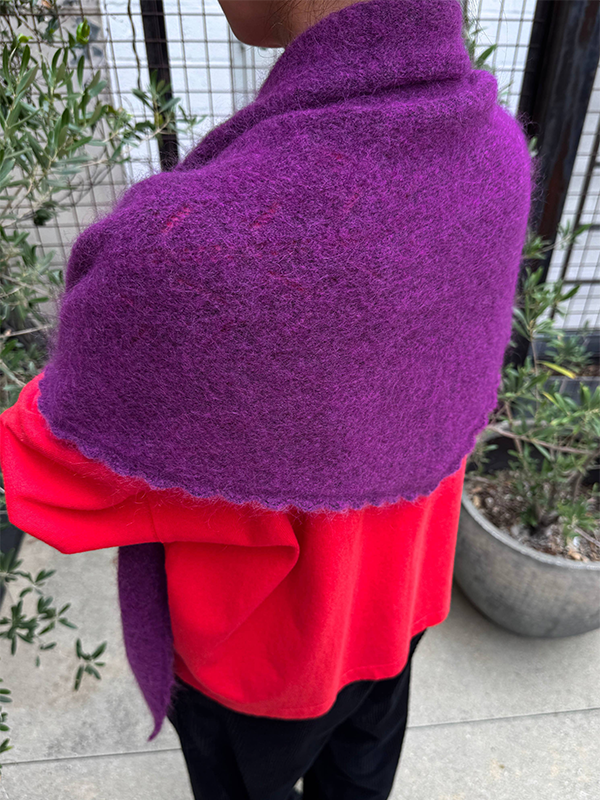 Mohair Pointelle Shawl: Purple