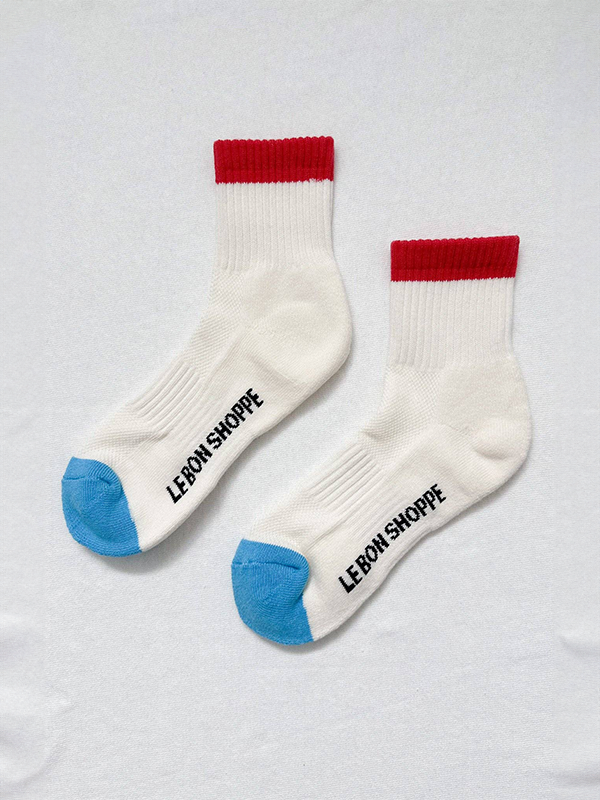 Color Block Girlfriend Socks: Blue Red