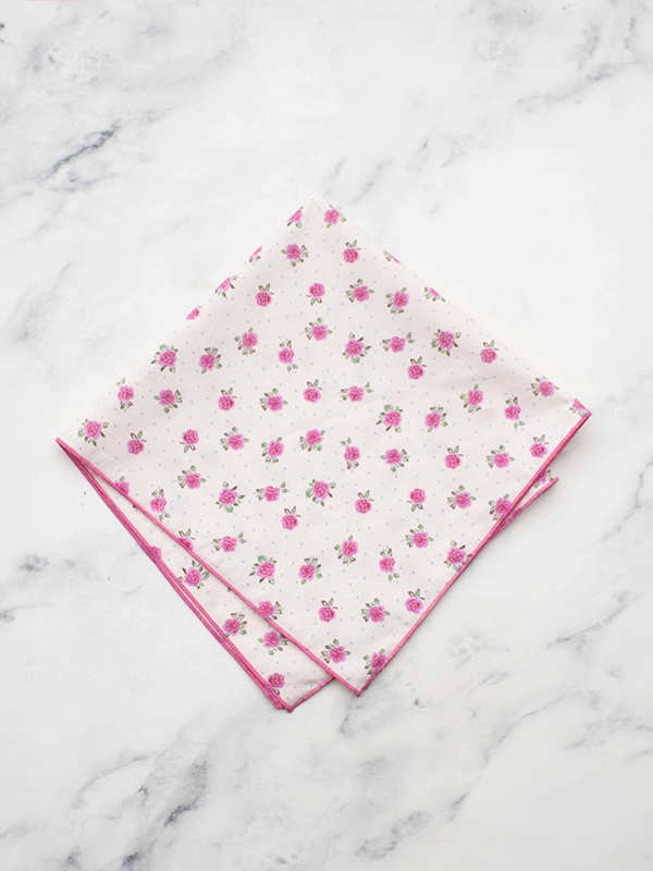 Vintage Rose Square Scarf: Pink