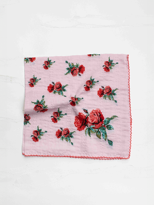 Vintage Rose Print Scarf: Red