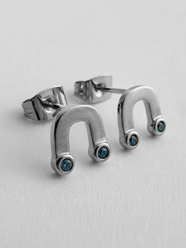 Crystal Cloud Arc Studs: Silver
