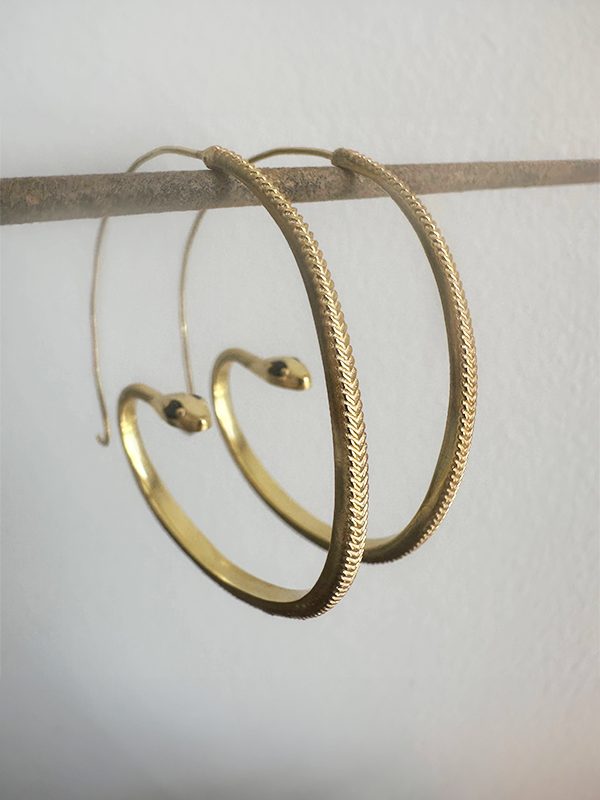Black Zircon Snake Earrings