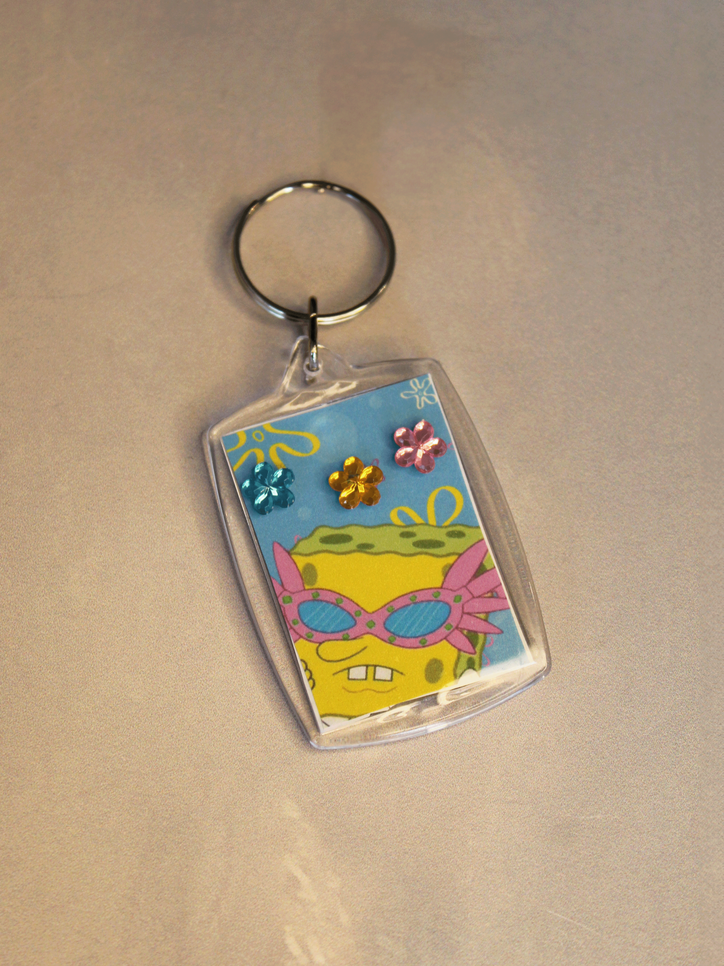 Bedazzled Keychain: Spongebob in Glasses