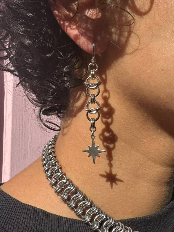 Cosmic Starburst Chainmail Earrings
