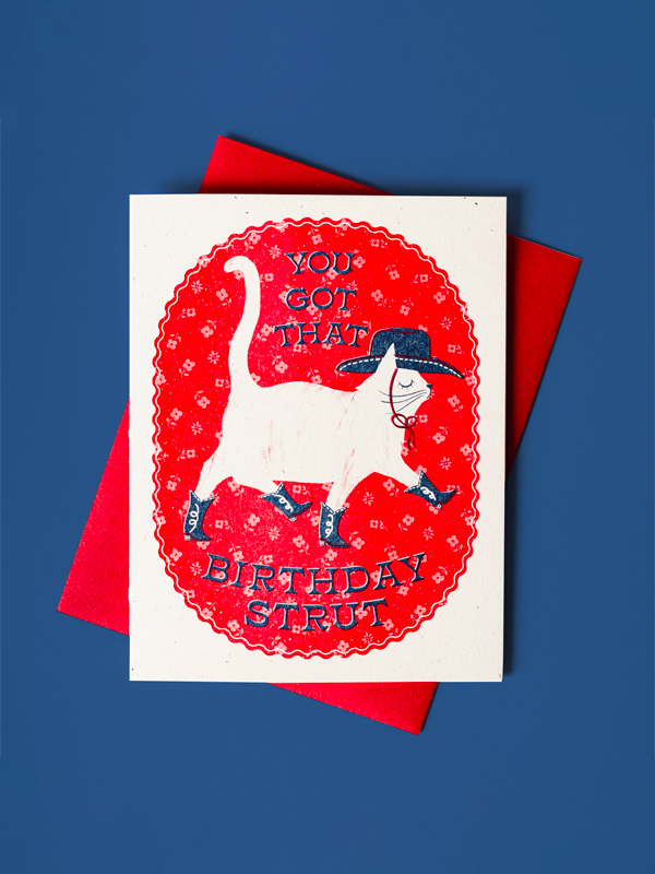 Birthday Strut Cat Card