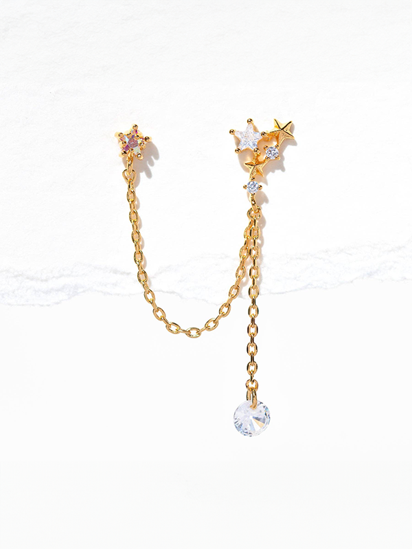 Star Crossed Lover Double Earring: Gold