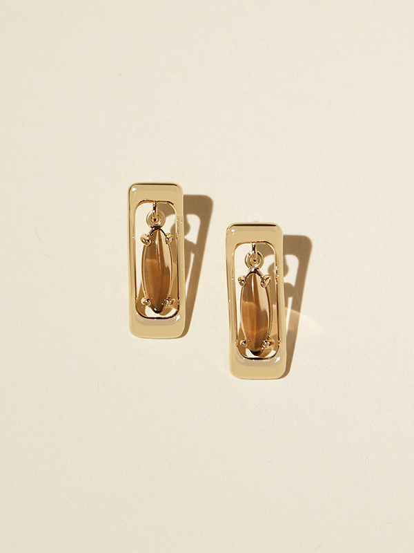 Concord Earrings: Gold Plated (Tan)