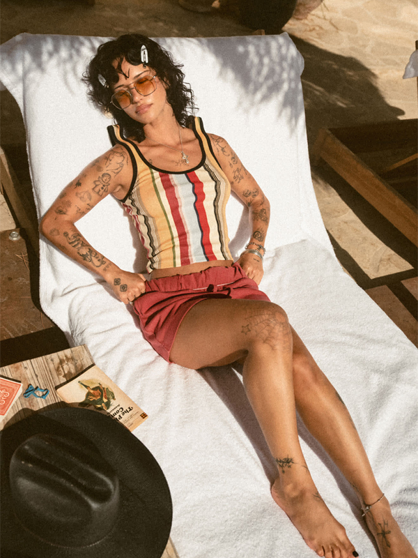 Ringer Organic A-Tank: Peach Cobbler Multi Stripe