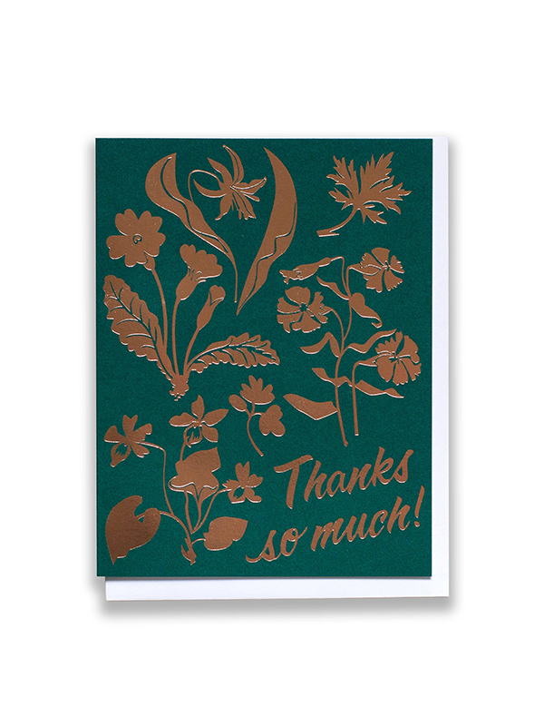 Thanks Wildflowers Rose Gold Foil Card