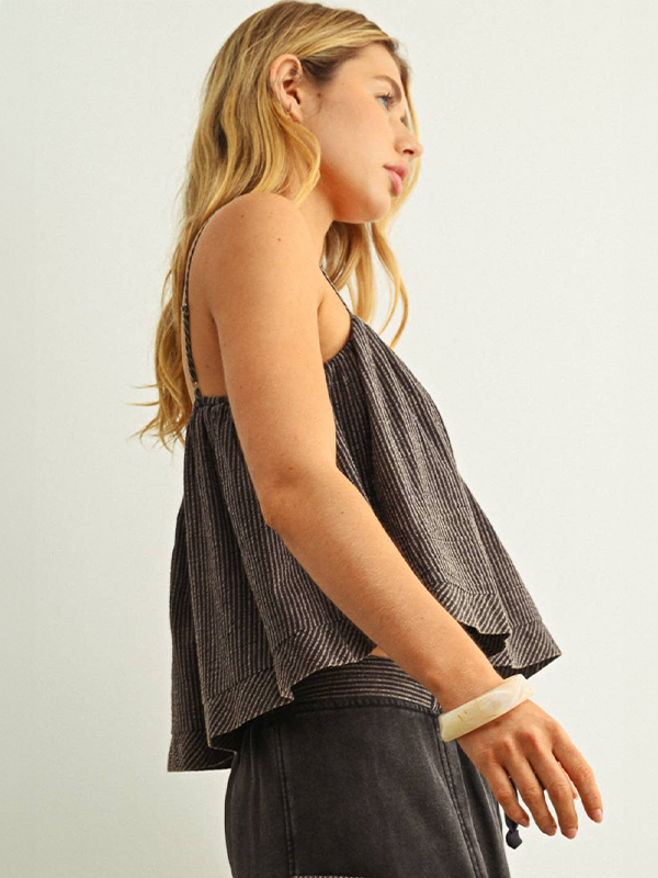 Striped Crop Top: Black