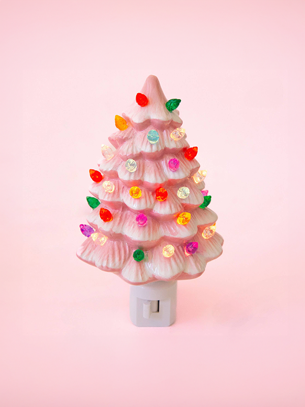 Vintage Tree Night Light: Pink