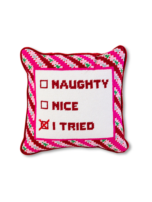I Tried Needlepoint Pillow