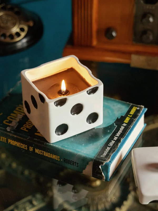 Lucky Dice Ceramic Candle: Tobacco Patchouli 10 oz