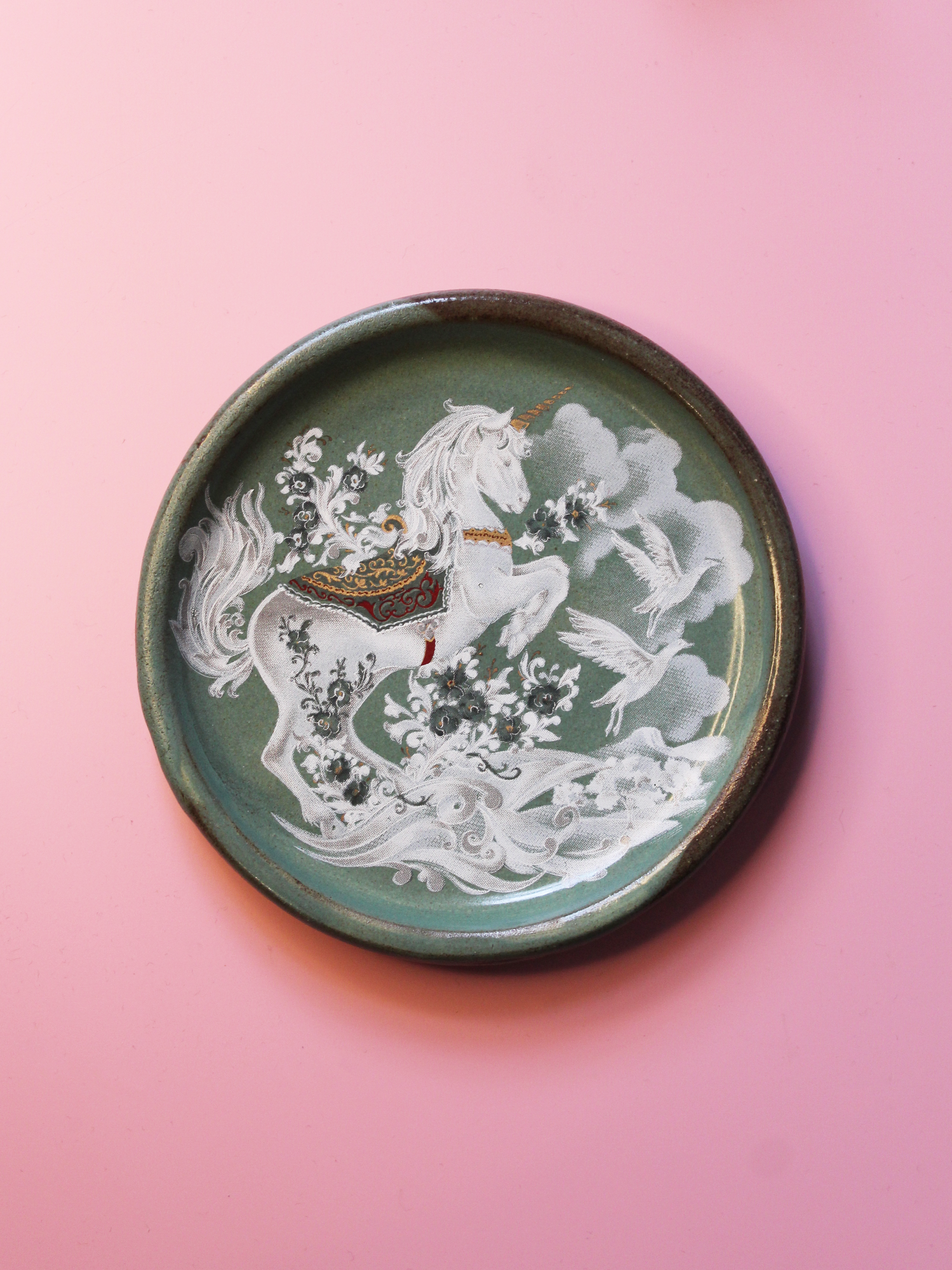 Coaster: White Unicorn (Green)